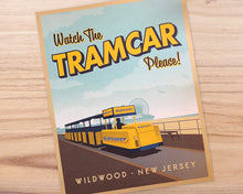 Load image into Gallery viewer, Watch The Tram Car Please! - A Beautiful Day On Wildwood Boardwalk 11’X14’ Art Print