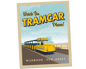 Watch The Tram Car Please! - A Beautiful Day On Wildwood Boardwalk 11’X14’ Art Print